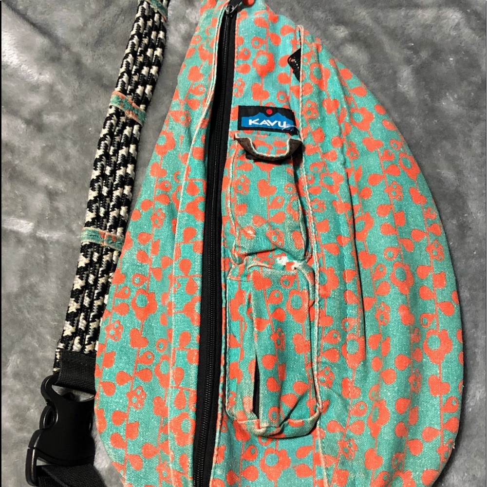 KAVU Rope Bag - Coral & Teal Green